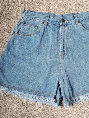 Dixie Blues Super High Rise 100% Cotton Frayed Edge Denim Shorts 30" Waist